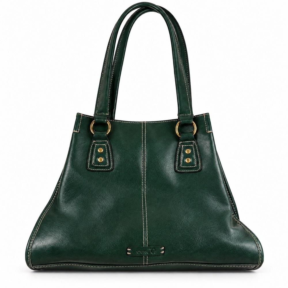 Nine & Co Vintage Y2K Chic Green Faux Leather Hobo Shoulder Bag Tote Purse